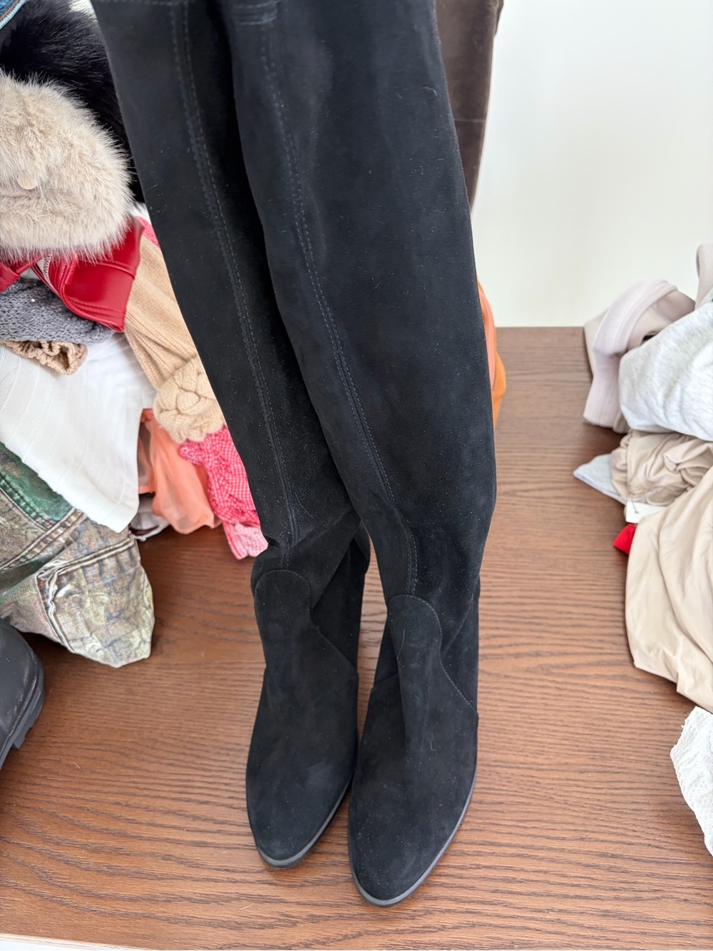 Stuart Weitzman Black Over-the-Knee Suede Boots